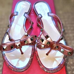 Valentino Rockstud Pink Jelly Sandals , Size 37